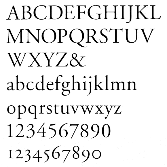 garamond typeface print